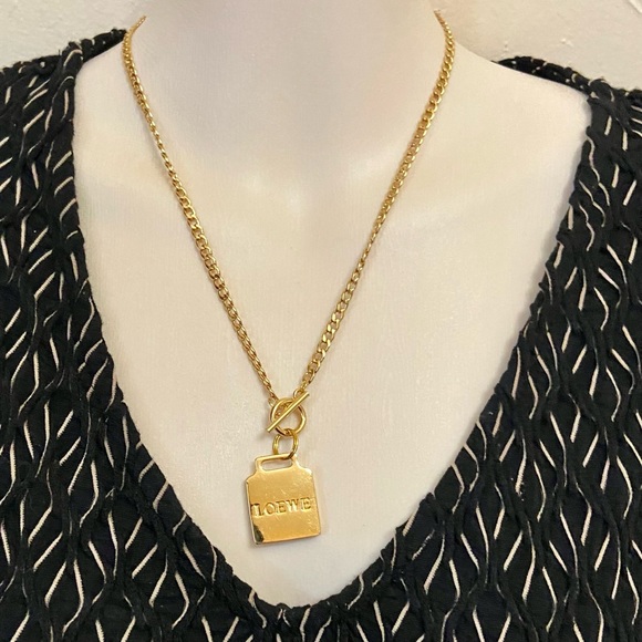 (SOLD) Vintage, Authentic Loewe Gold Plated 18-inch Chain Necklace - Picture 2 of 10